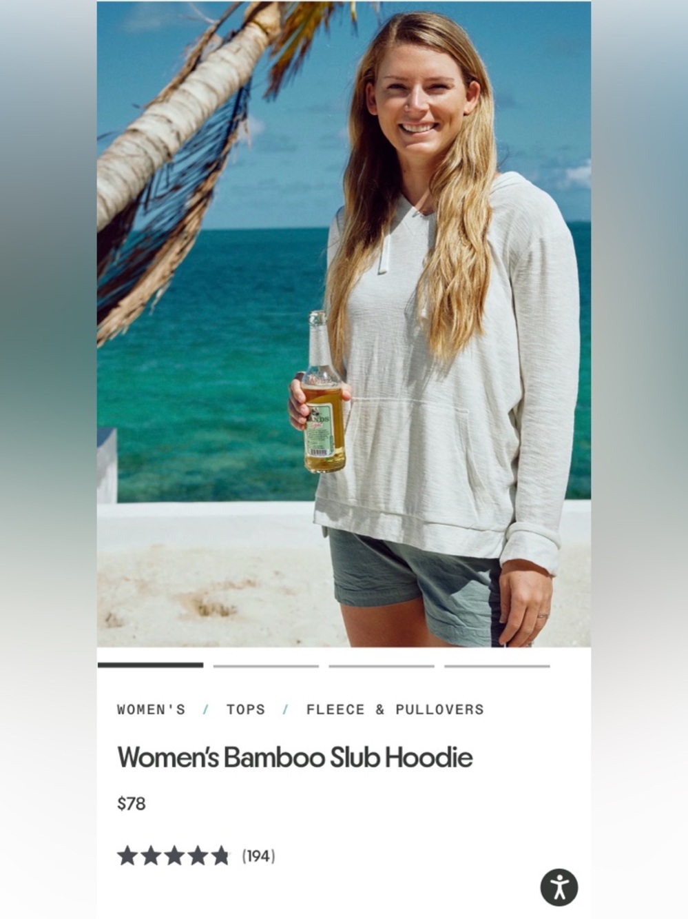 Free Fly Women’s Bamboo Slub Lightweight Sea Salt Ivory Hoodie Top M - Picture 3 of 12